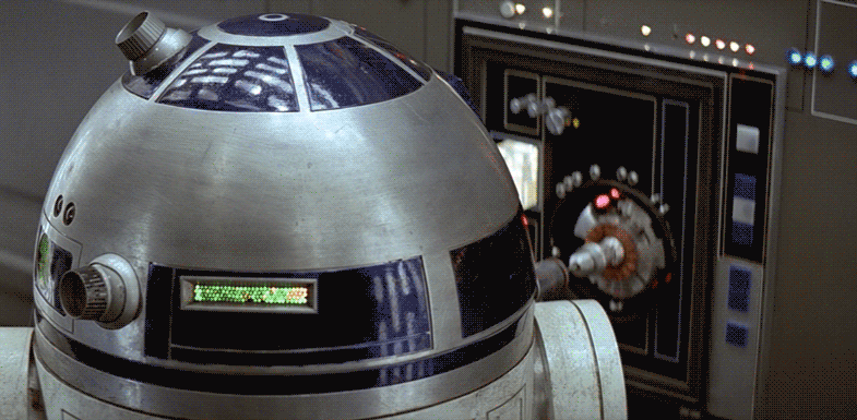 R2-D2 tapping into computer system